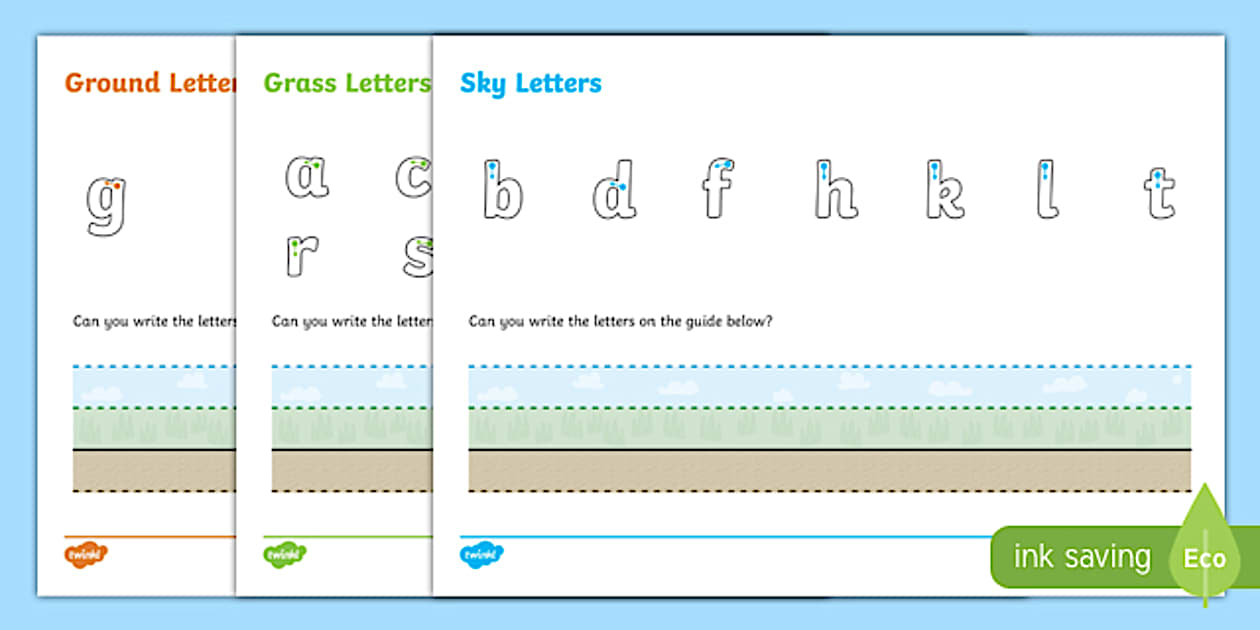 VIC Ground, Grass and Sky Letter Writing Worksheet Twinkl