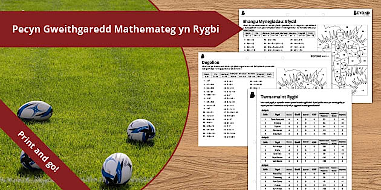 Mathamatig Pecyn Gweithgaredd Mathemateg yn Rygbi