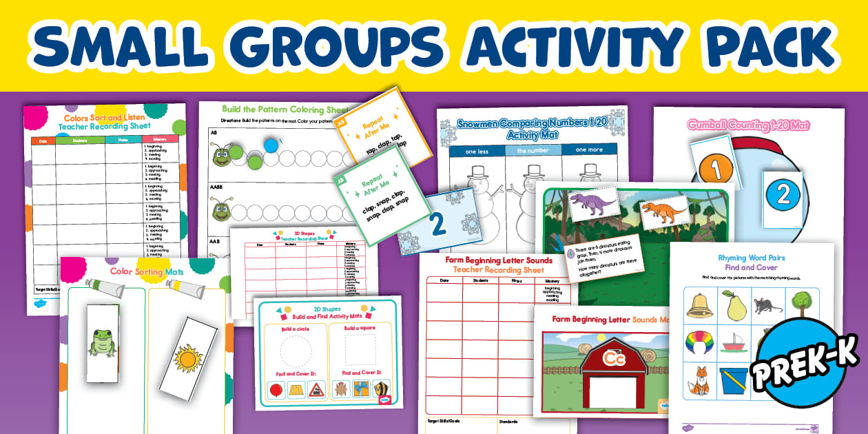 Small Groups Activity Pack for PreK K (teacher made)