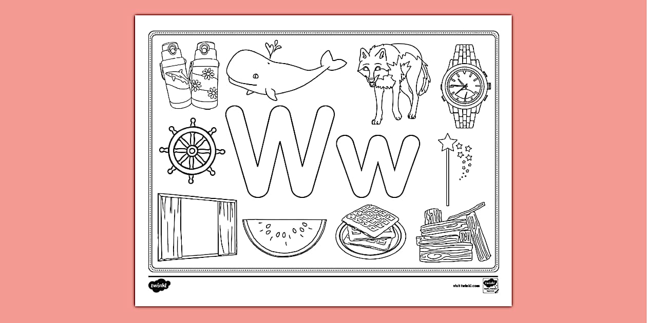 Letter W Coloring Page (teacher made) - Twinkl
