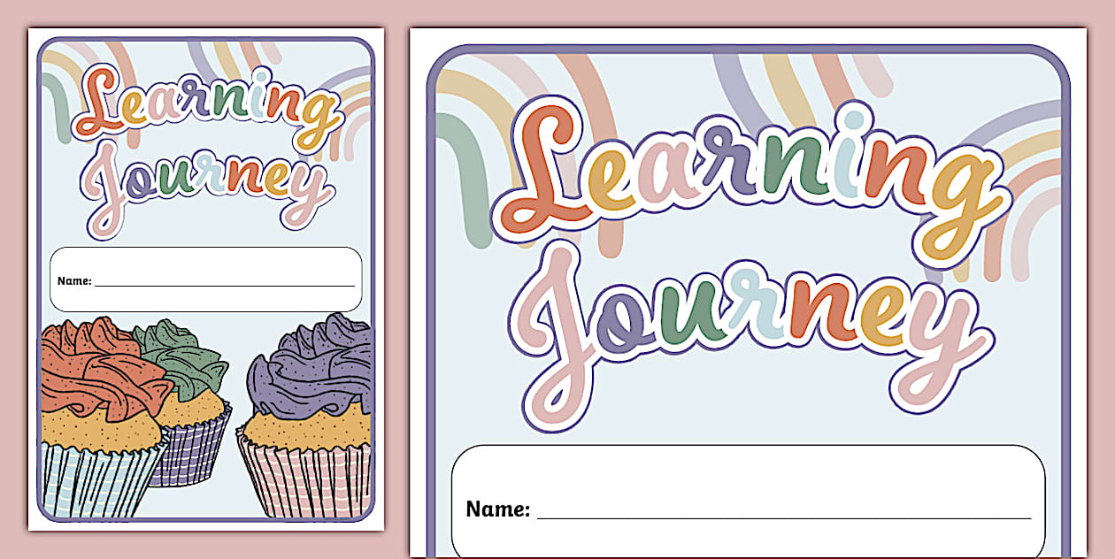 Muted-Rainbow Themed Learning Journey Book Cover - Twinkl