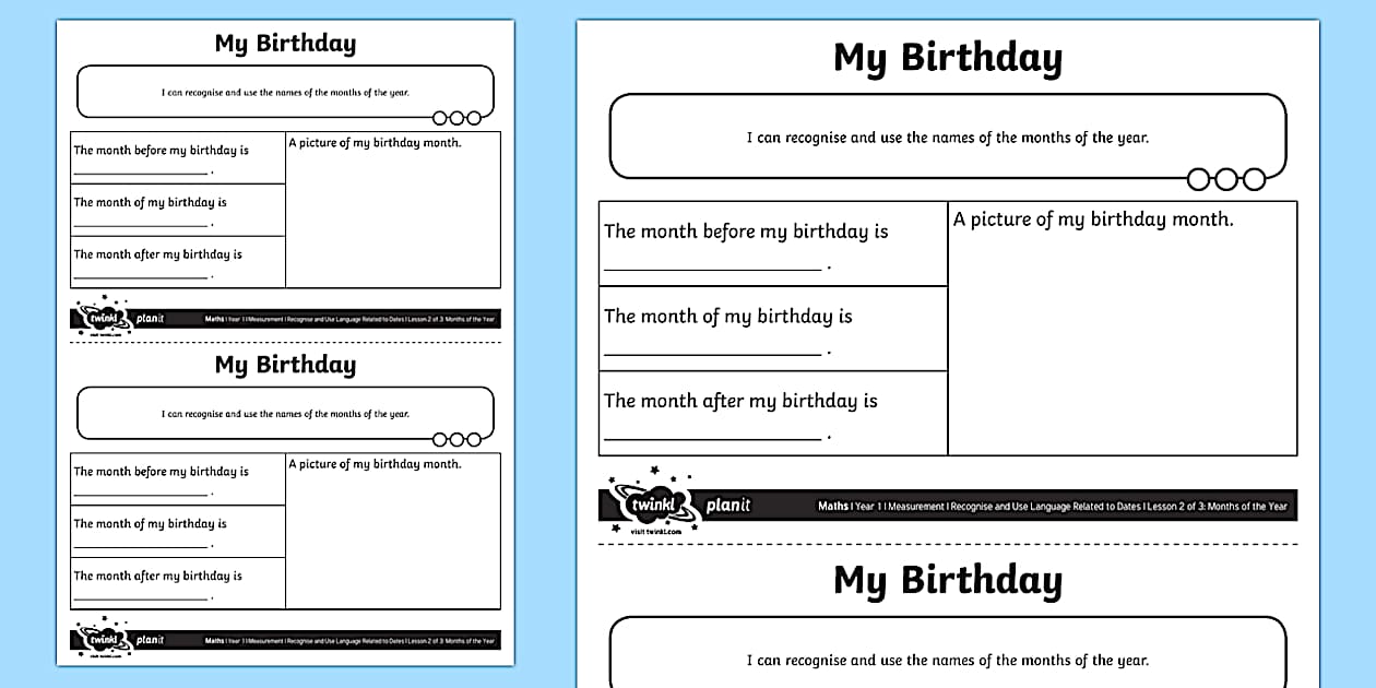 My Birthday Worksheet | Birthday Resources - Twinkl