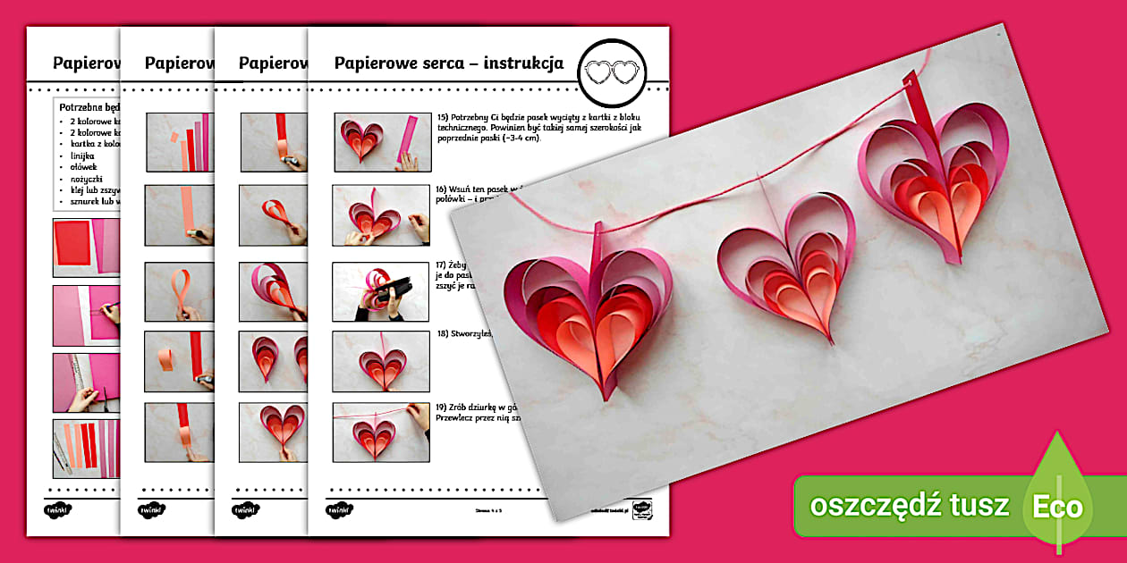 Girlanda Z Papierowych Serc Na Walentynki teacher Made 