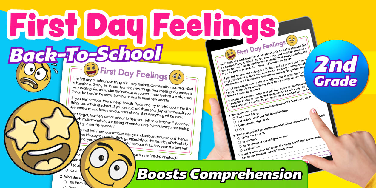 Second Grade First Day Feelings Reading Comprehension Second Grade First Day Feelings Reading Comprehension