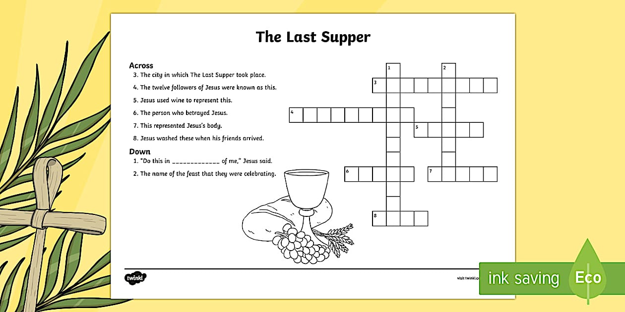 KS2 The Last Supper Crossword Twinkl