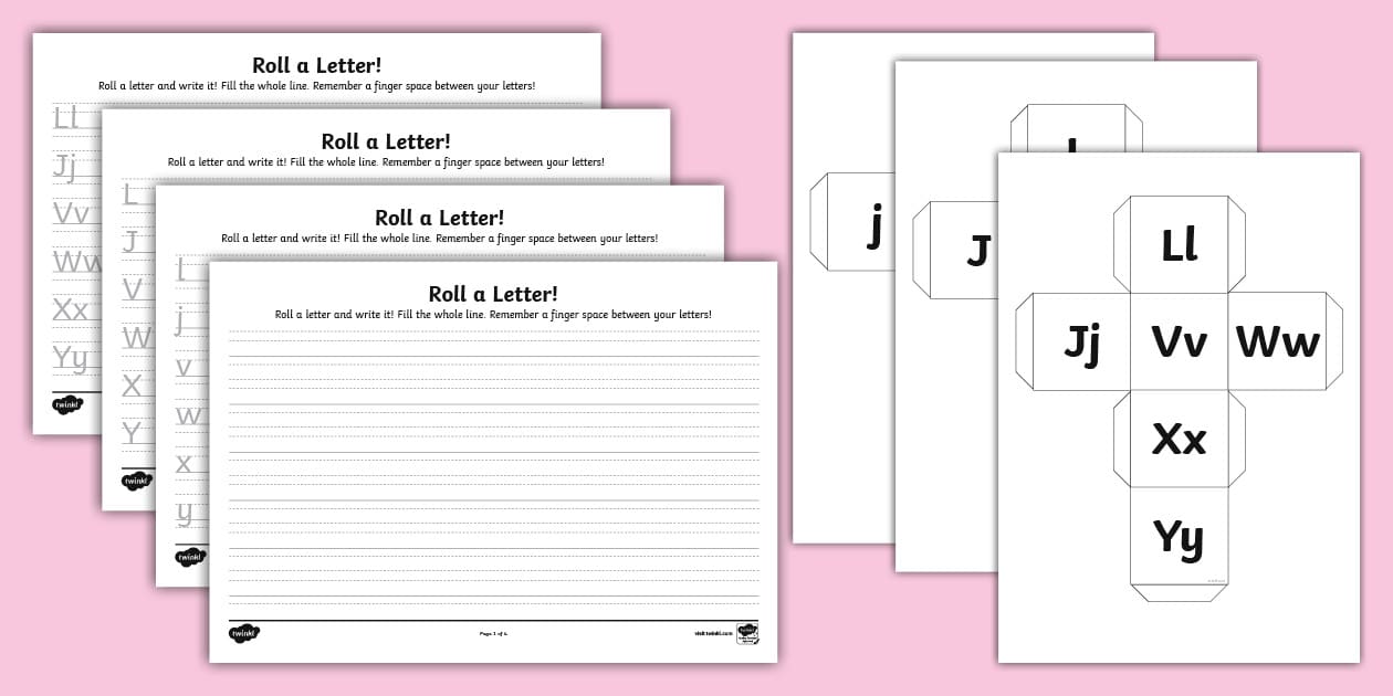 Roll a Letter - Handwriting LJVWXY Activity Sheet - Twinkl