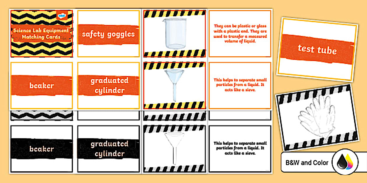 Science Lab Equipment Matching Cards for 3rd-5th Grade