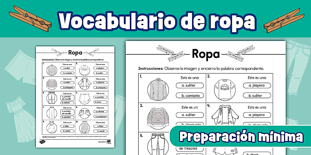 Vpcabulario Ropa Vocabulario de ropa con imágenes y palabras