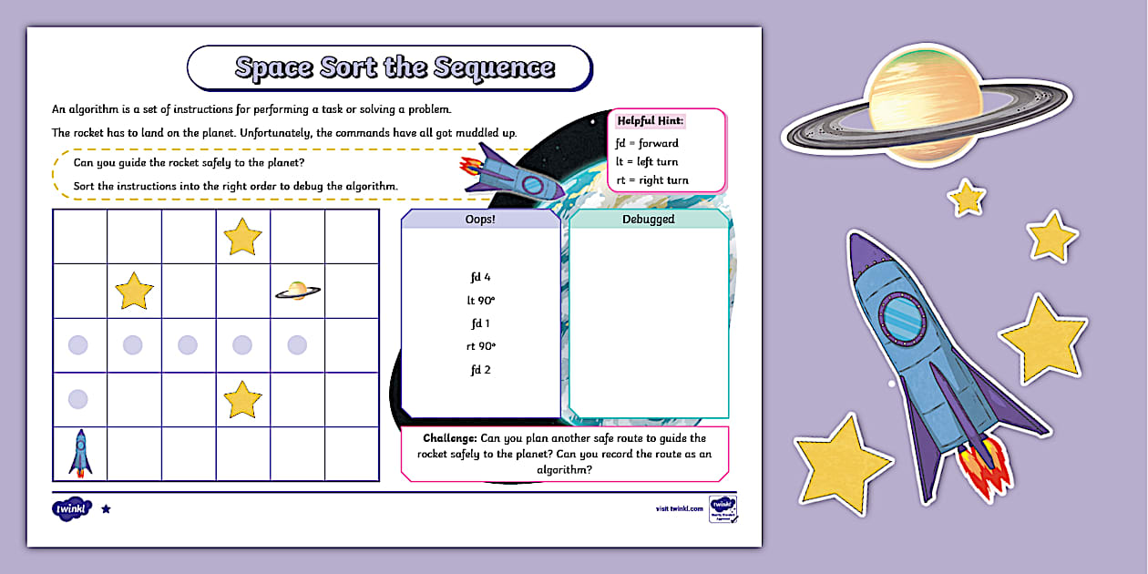Space Sort the Sequence Worksheet-Twinkl-KS2 - Twinkl