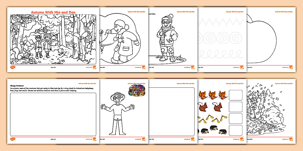 Autumn With Mia and Dan Colouring and Activity Booklet