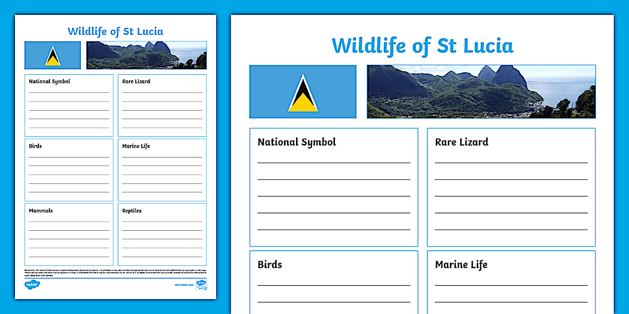 02 Fact File Wildlife of St Lucia Fact File Template