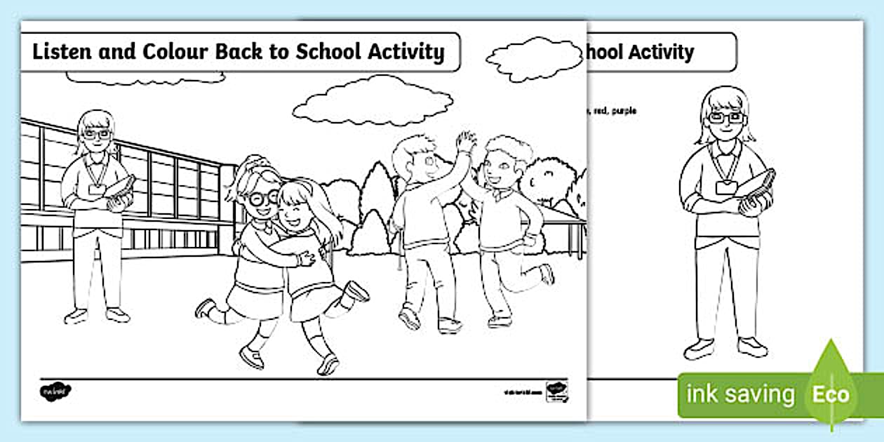 Back To School Listen And Colour Activity Cfe Resources