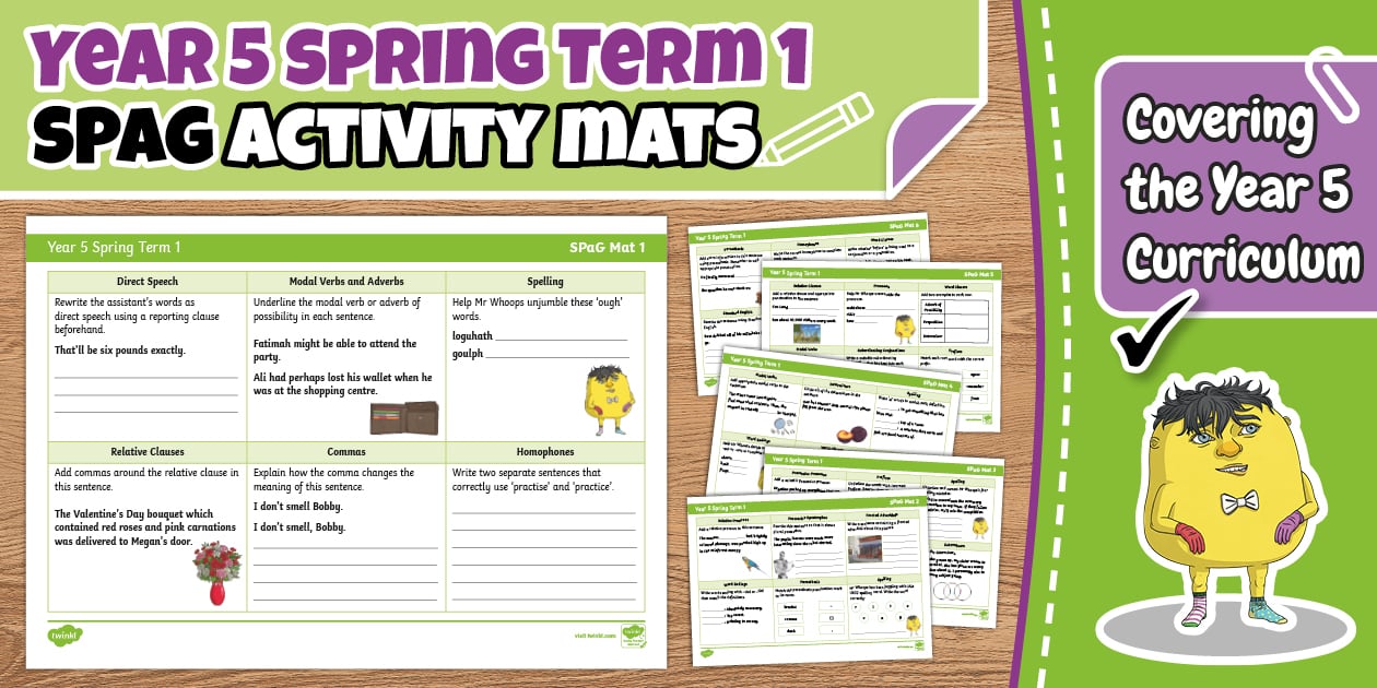 Year 5 Spring Term 1 SPaG Activity Mats - Twinkl - KS2