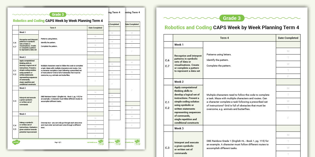 Robotics and Coding Term Planning: Grade 3 Term 4 - Twinkl