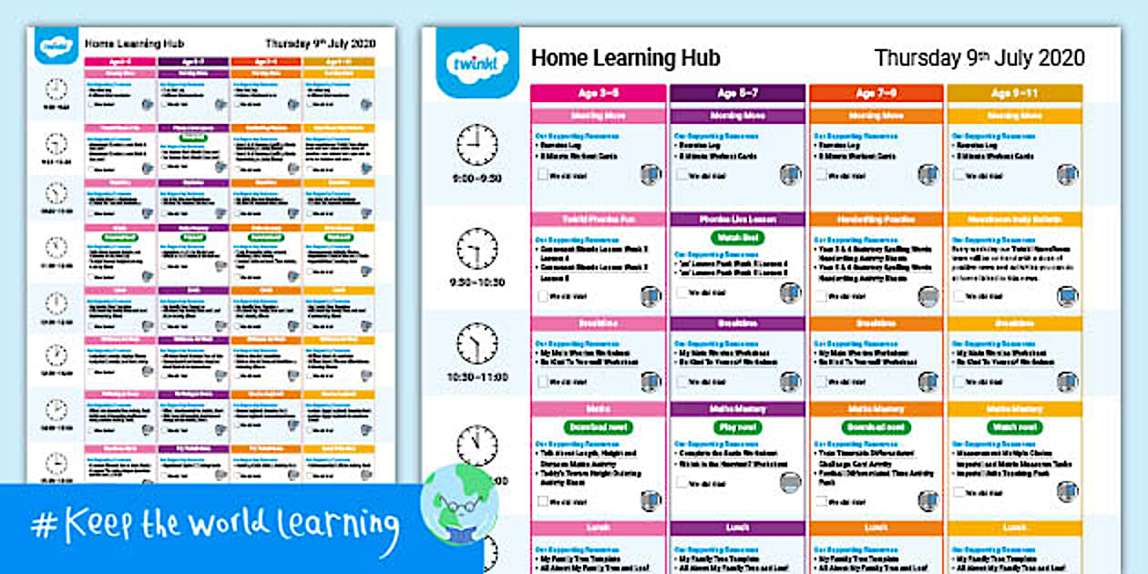 Home Learning Hub Daily Plan Thursday 9th July - Twinkl