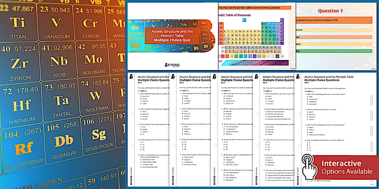 Atomic structure and periodic table quiz gcse chemistry