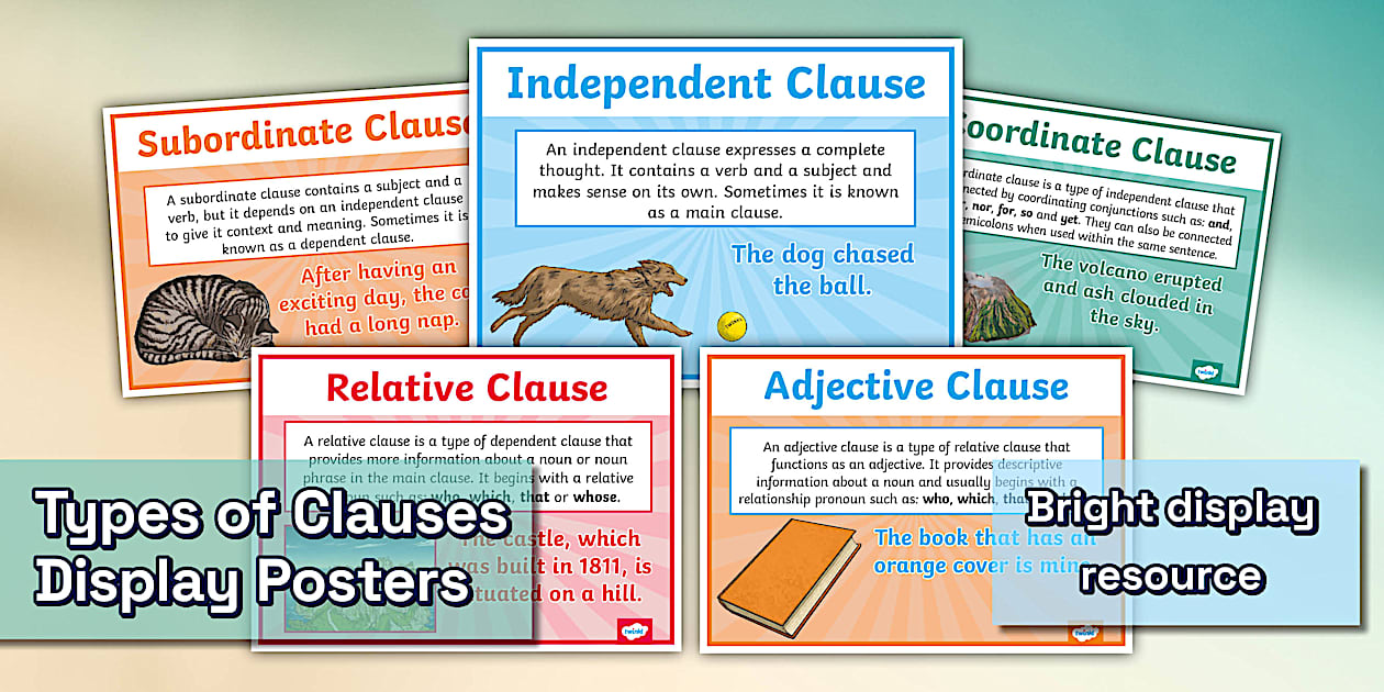 Types of Clauses Display Posters