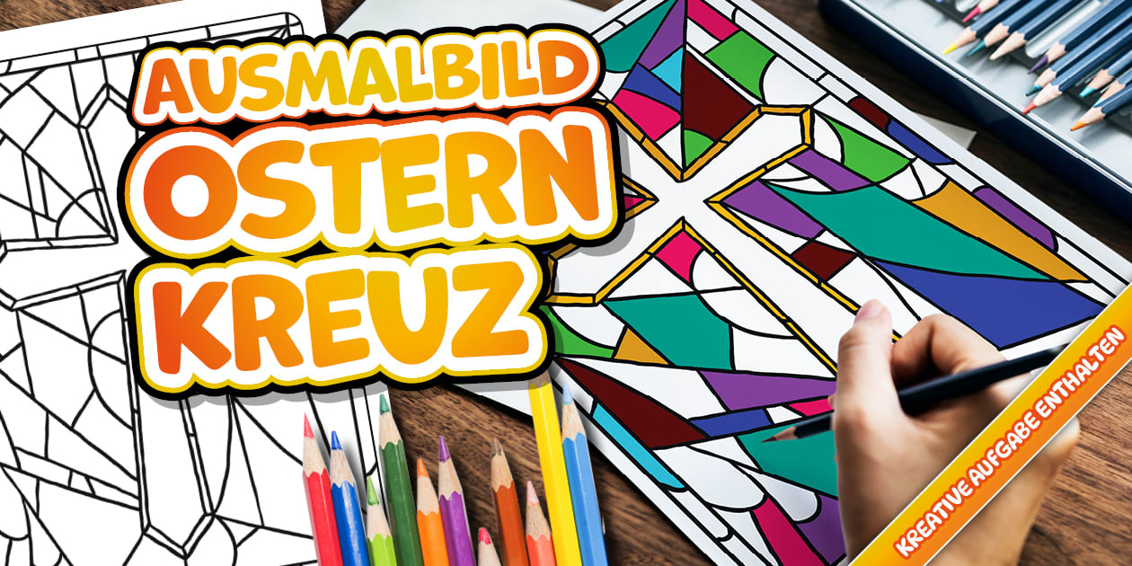 Ostern Kreuz - Ausmalbild