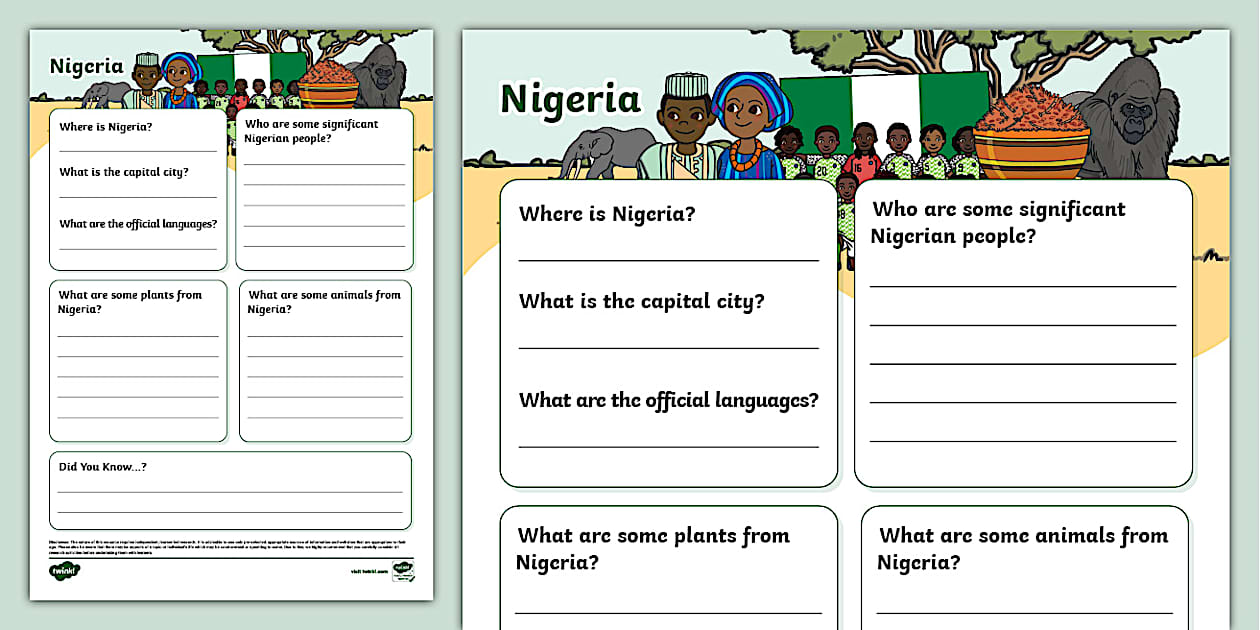 KS1 Nigeria Fact File Template - Twinkl Primary - Twinkl