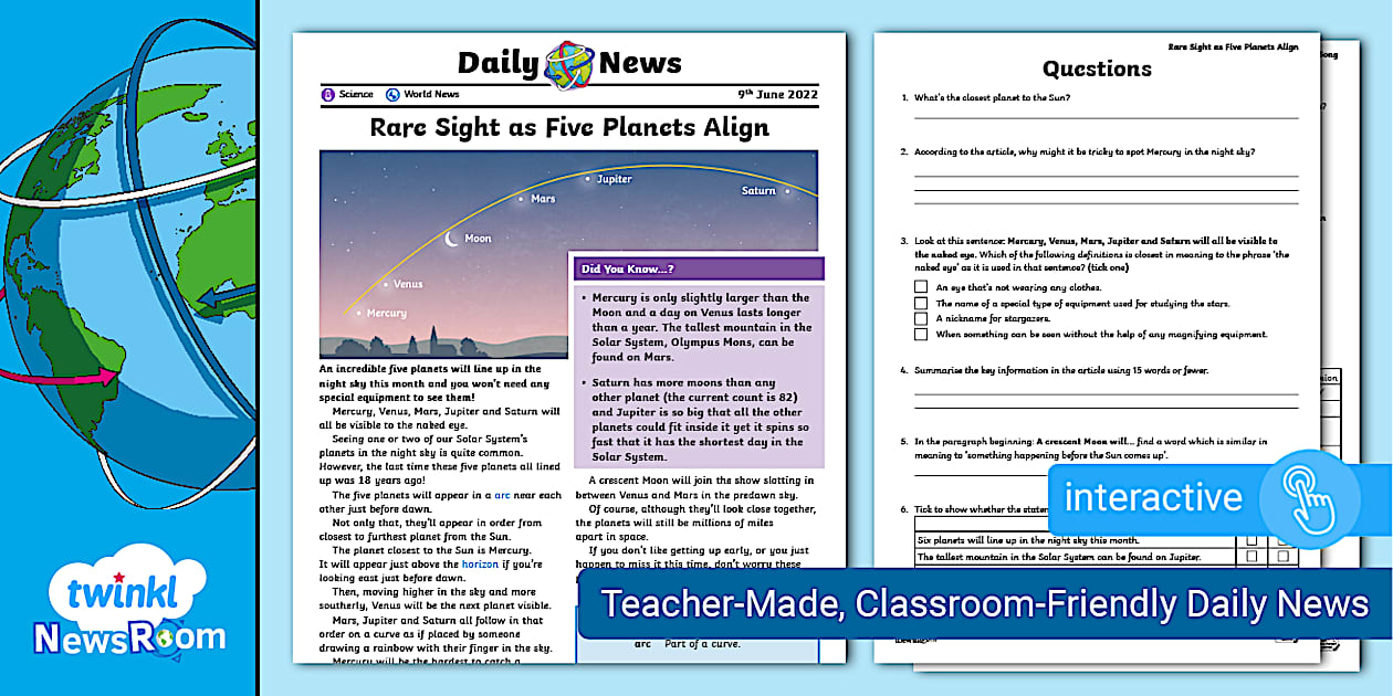Interactive Article Interactive PDF: Daily NewsRoom Article - Rare Sight as Five Planets Align