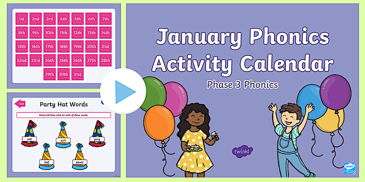 Phase 3 January Phonics Activity Calendar PowerPoint