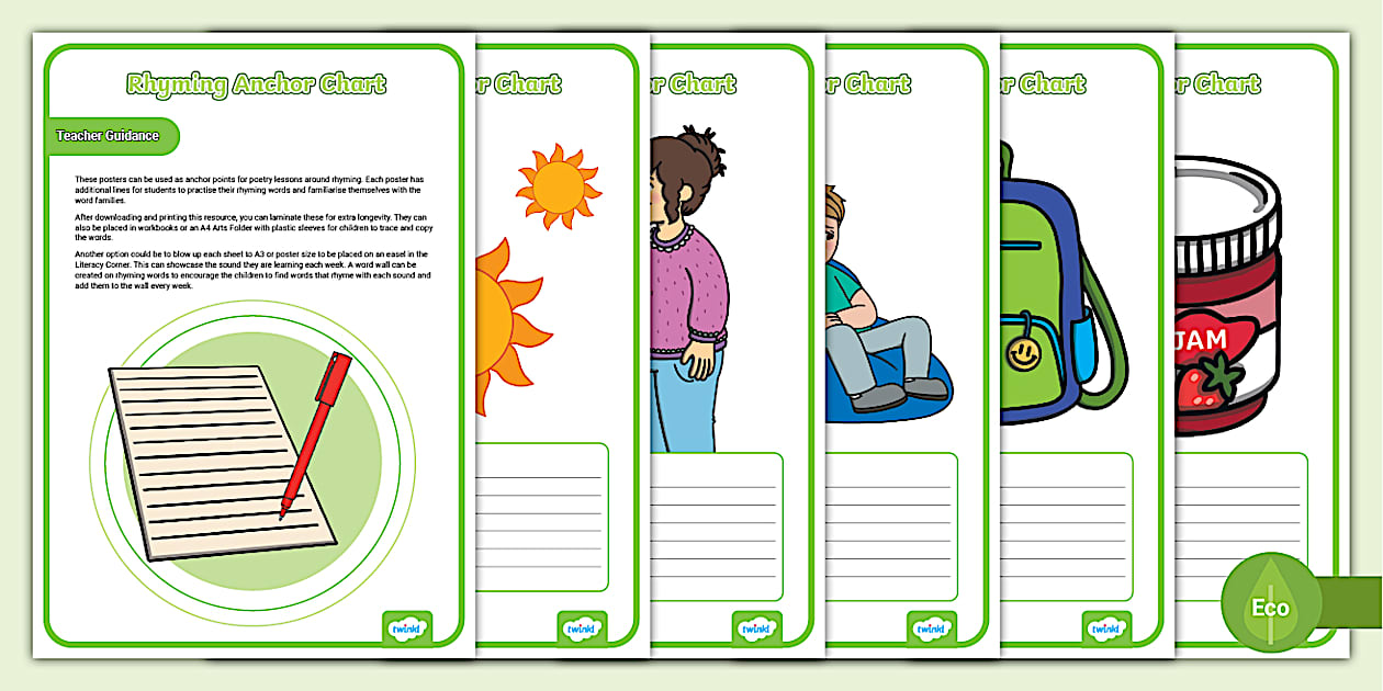 Rhyme Anchor Chart Pack for Poetry F2 TeacherMade