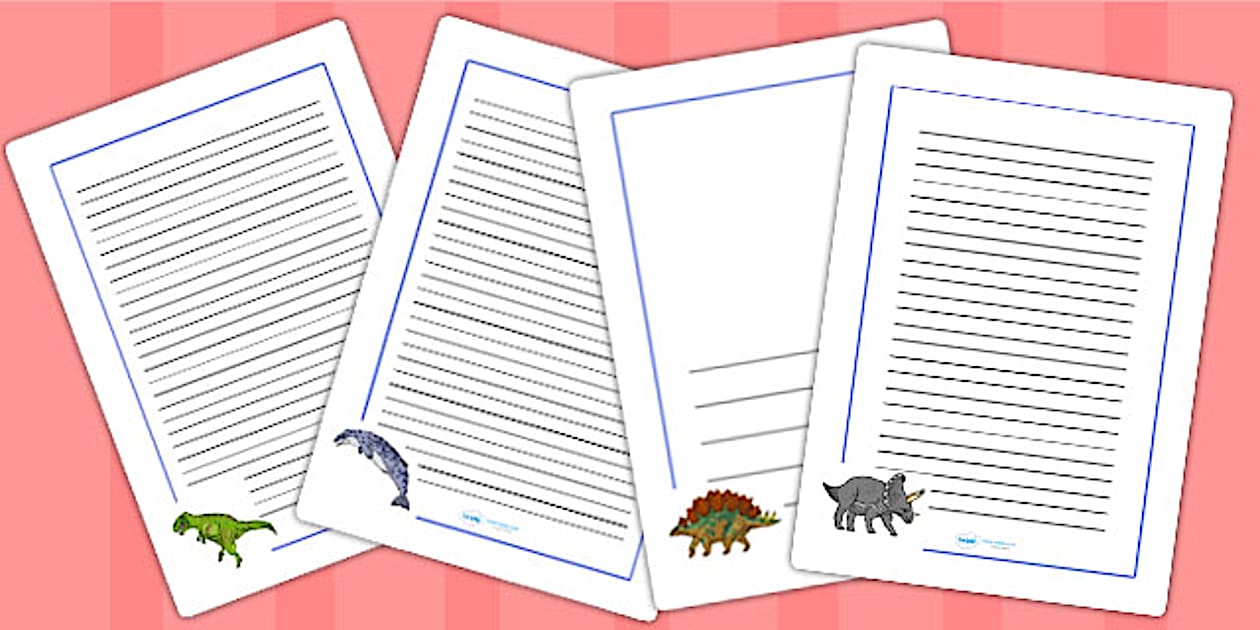 Editable Realistic Dinosaurs Page Borders Larger Images