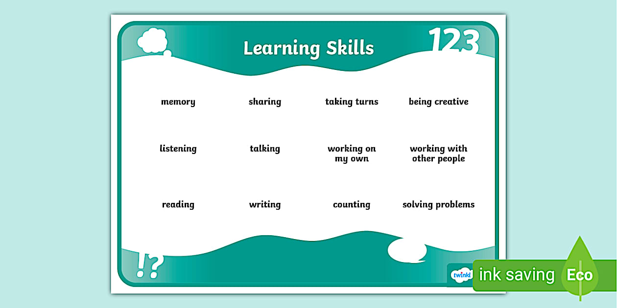Learning Skills Word Mat (Hecho por educadores) - Twinkl
