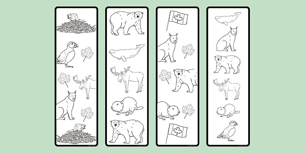 Animals of Canada Colouring Bookmarks (l'enseignant a fait)