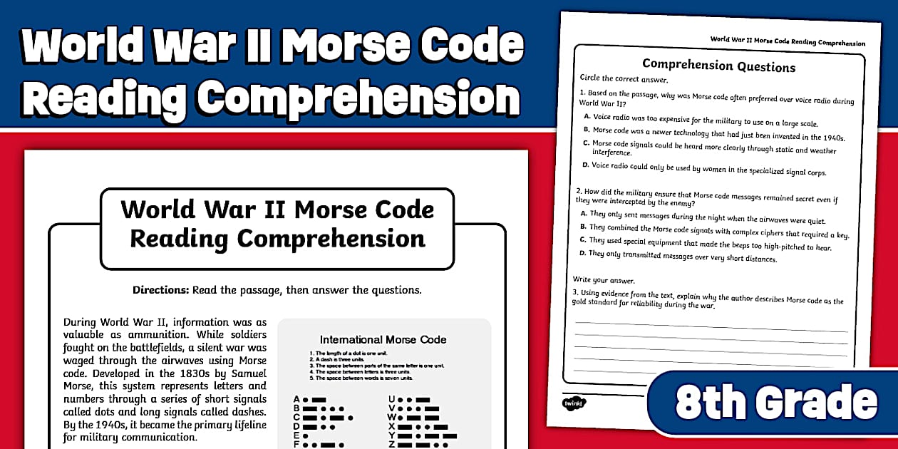 Eighth Grade World War II Morse Code Reading Comprehension