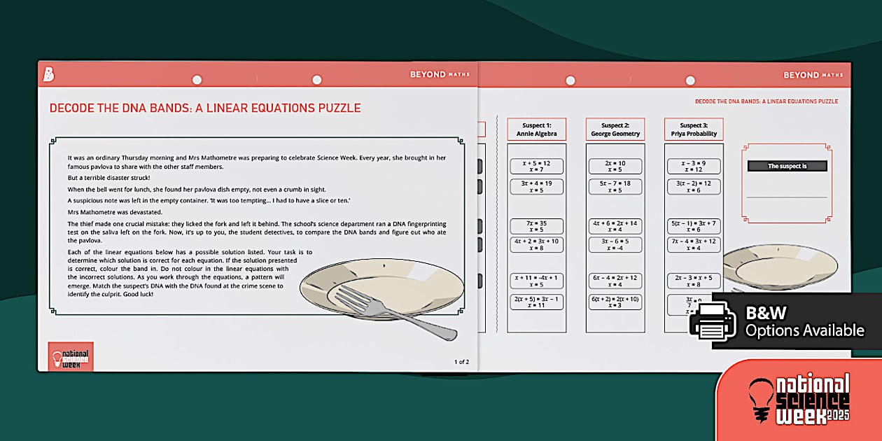 Decode the DNA Bands: A Linear Equations Puzzle - Twinkl