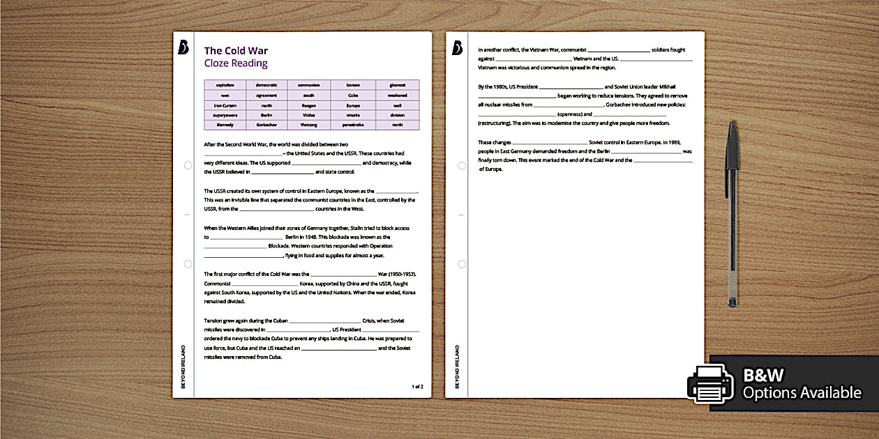 The Cold War Cloze Activity