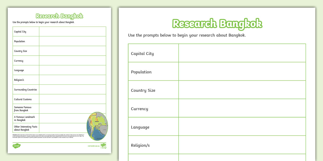 Bangkok Research Template Activity
