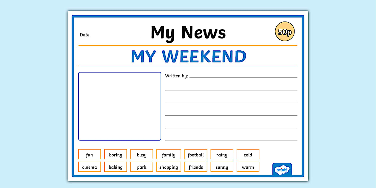 Editable My Weekend Newspaper Writing Template Twinkl