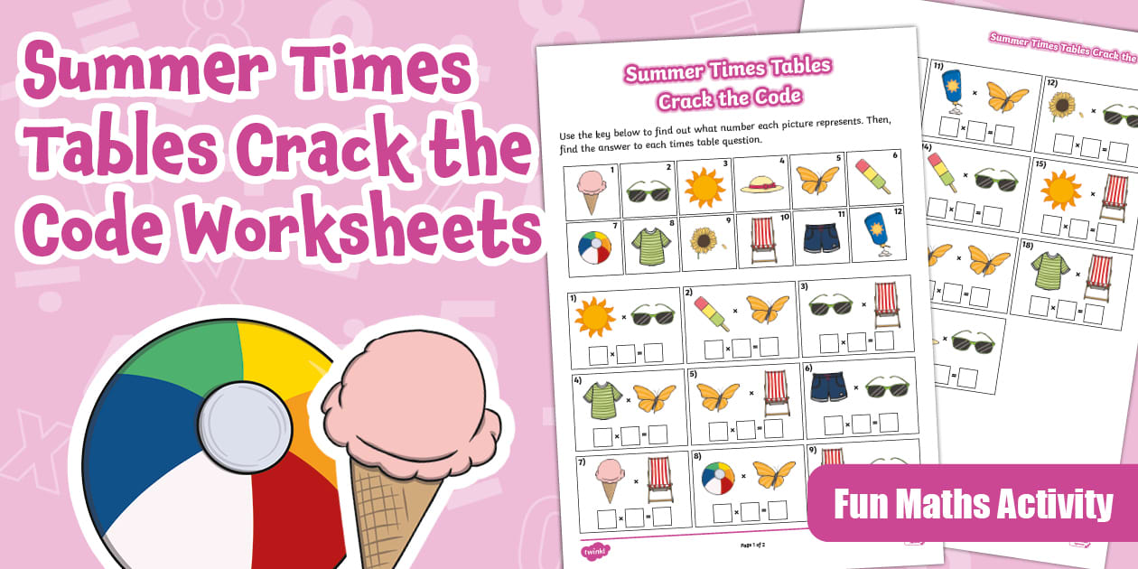 👉 KS1 Summer Times Tables Crack the Code Worksheets