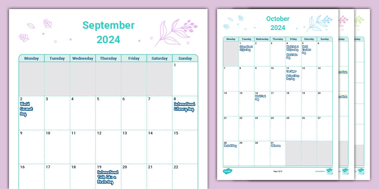 Editable Early Years Events Calendar (teacher made) Twinkl