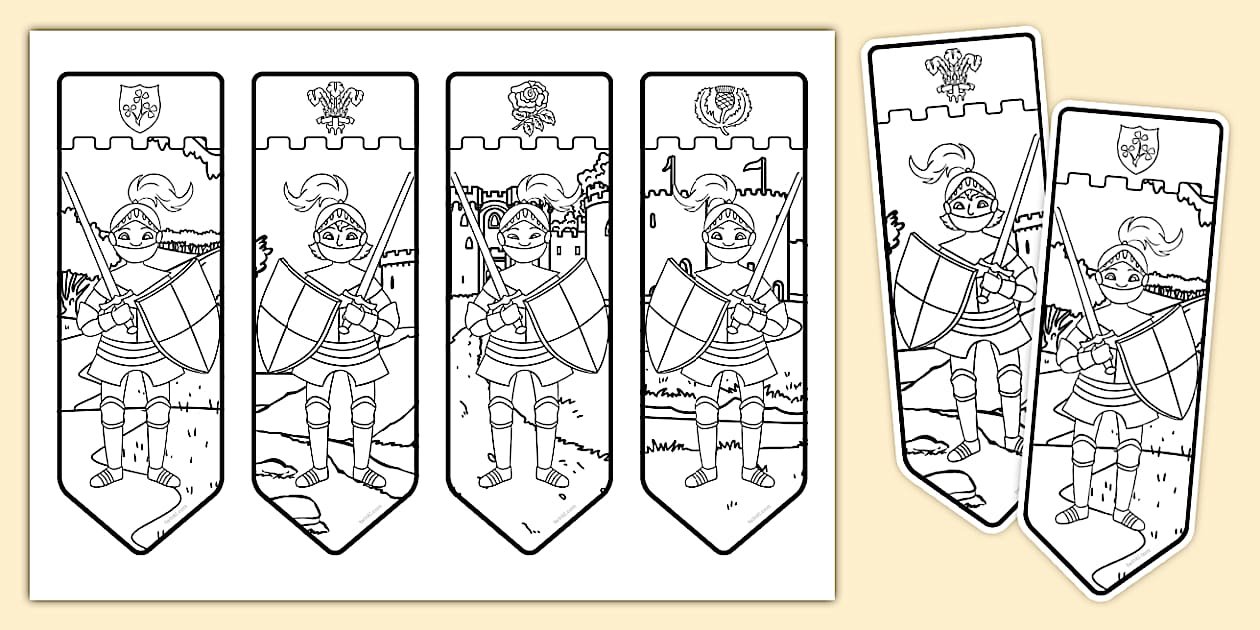 Knights Colouring Bookmarks (Lehrer gemacht) Twinkl