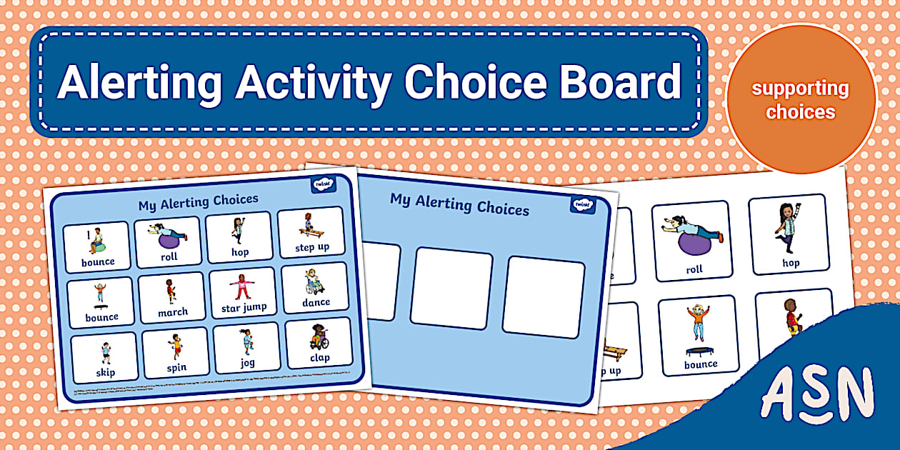 Sensory Activities Alerting Activity Choice Board Sensory Activities Alerting Activity Choice Board