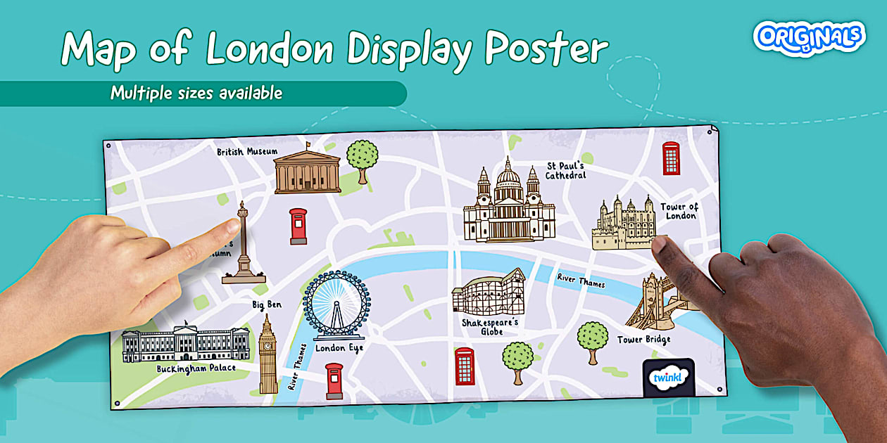 Illustrated Map of London Display Poster