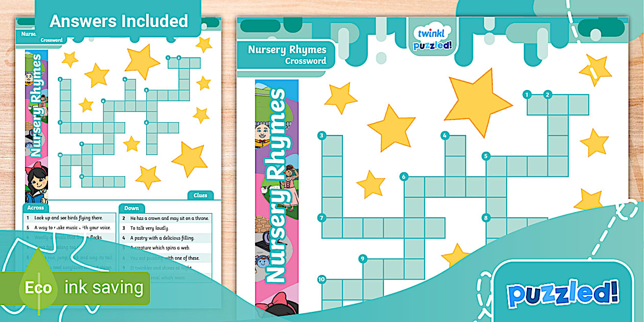 Nursery Rhyme Crossword (teacher made) Twinkl