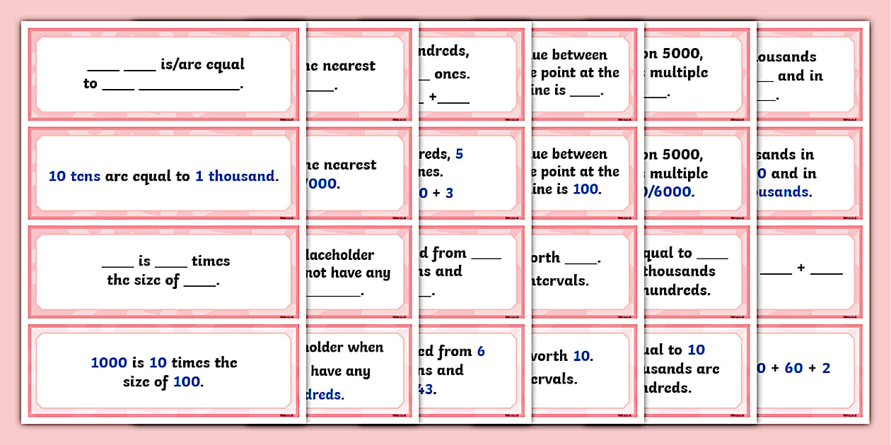 Year 4 Number And Place Value Stem Sentences Twinkl Year 4 Number And Place Value Stem Sentences Twinkl
