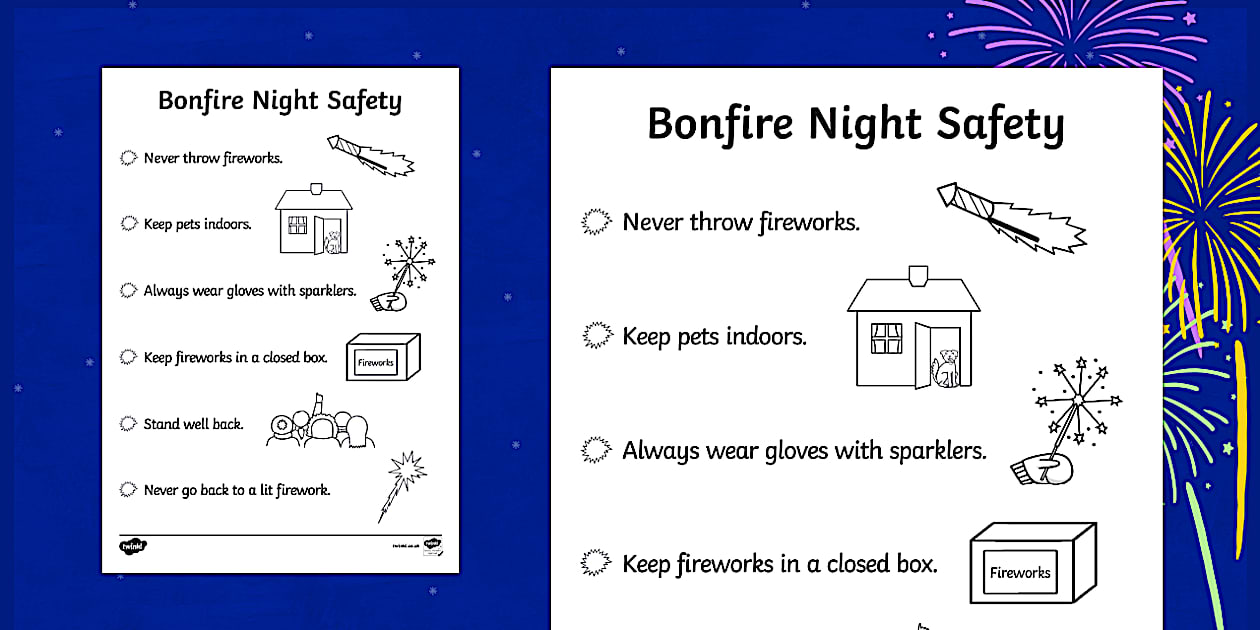 Bonfire Night Safety Poster Colouring Page - Twinkl