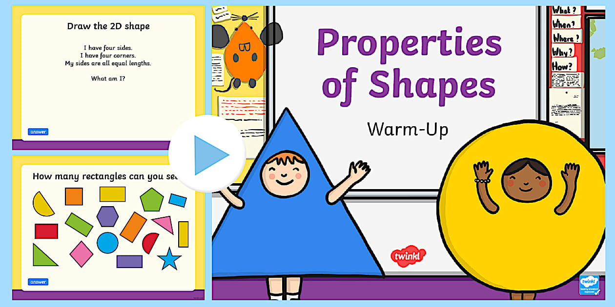 Properties of Shapes Maths WarmUp PowerPoint 2D Shapes