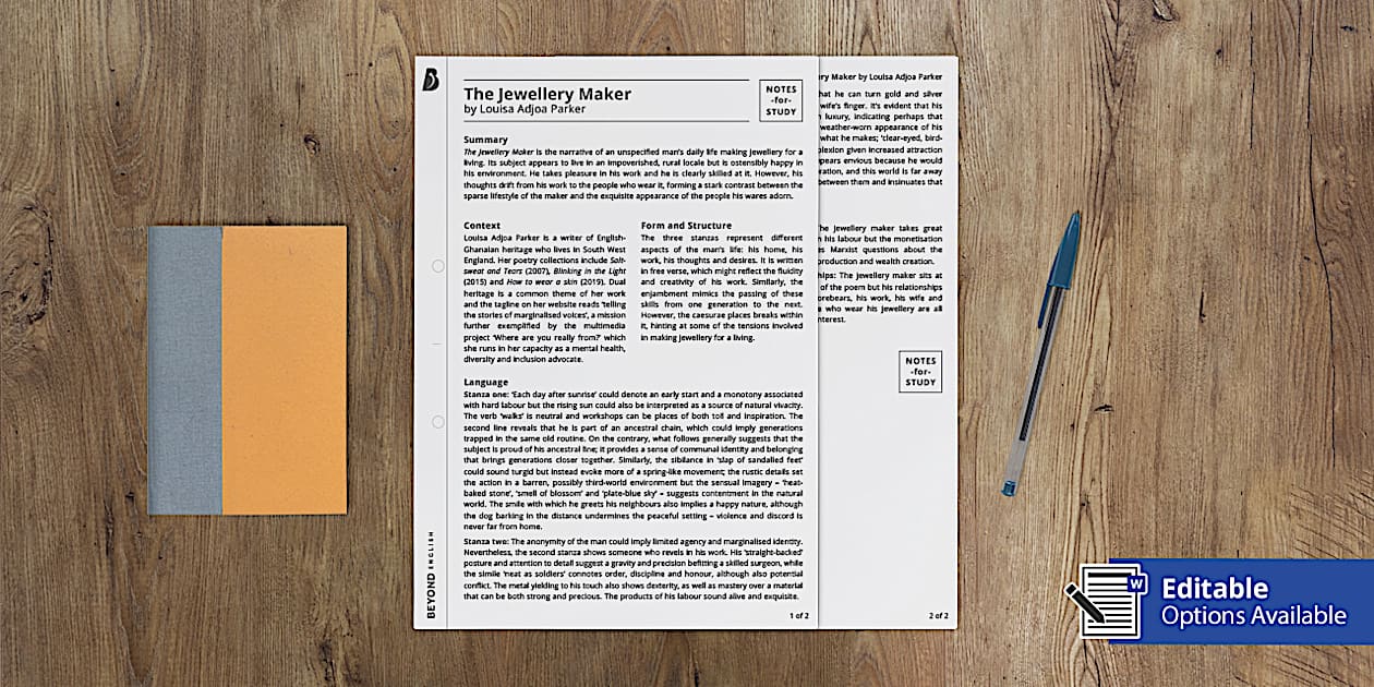 The Jewellery Maker Revision Notes