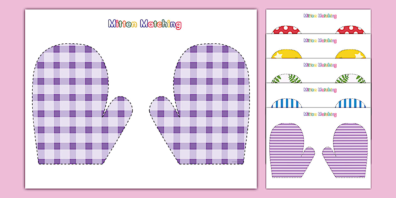 Mitten Matching Worksheet (Teacher Made) Twinkl