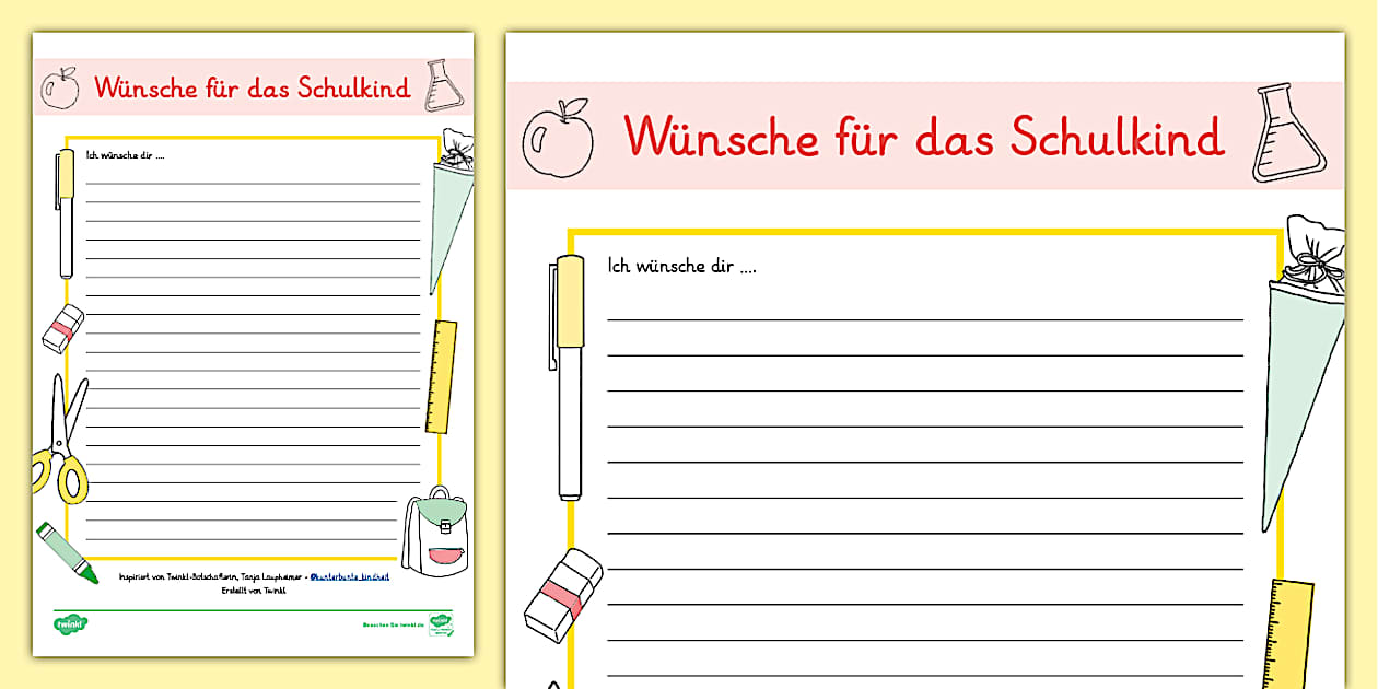 FREE! - Wünsche für das Schulkind - Portfolio - Twinkl