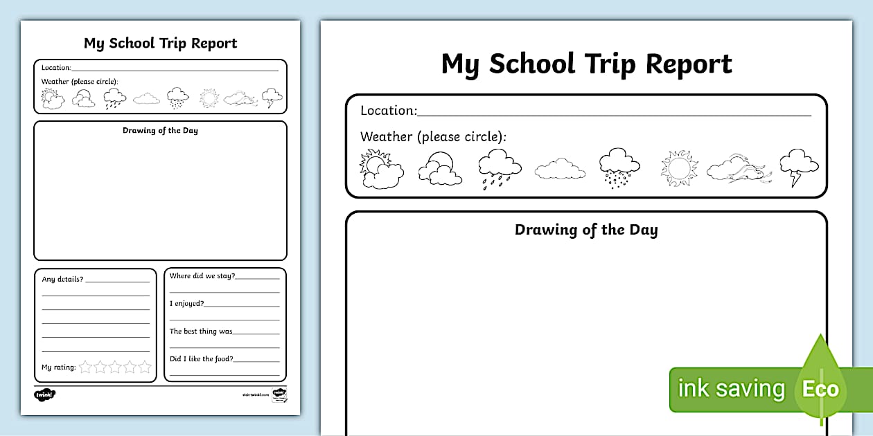 Cursive School Trip Evaluation Form | Report Writing Frame