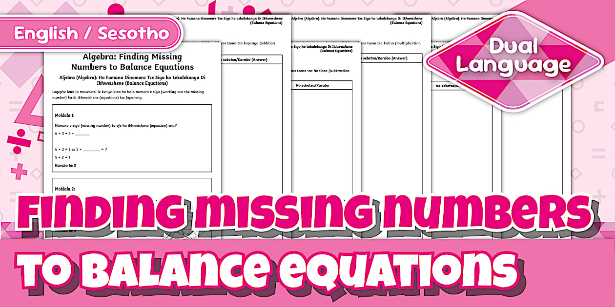 Balancing Missing Numbers Grade7 Algebra: Finding Missing Numbers to Balance Equations