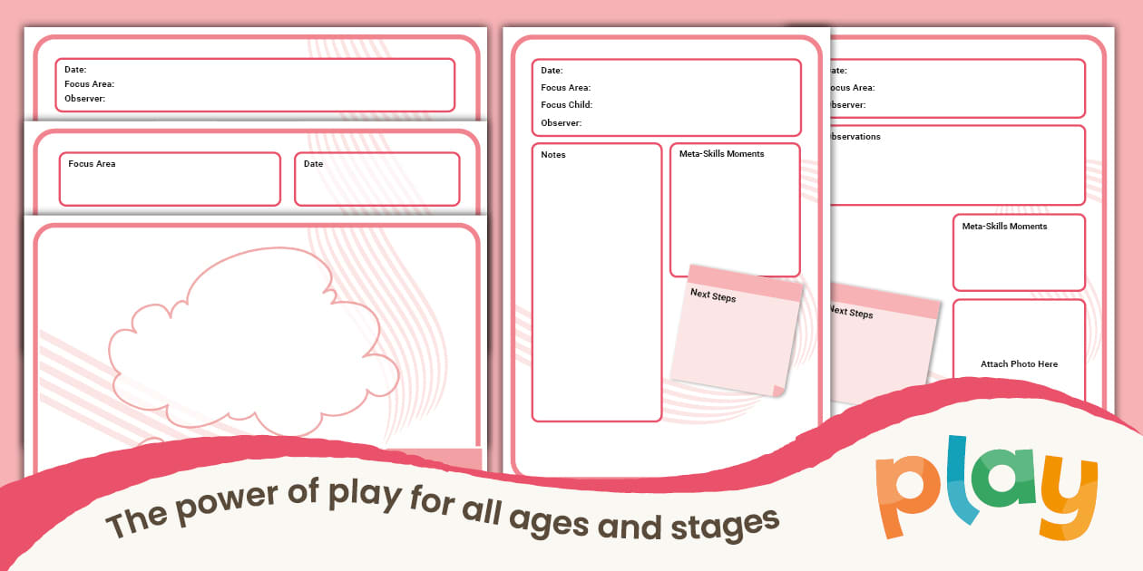 Material Play Observation Adult Recording Sheets