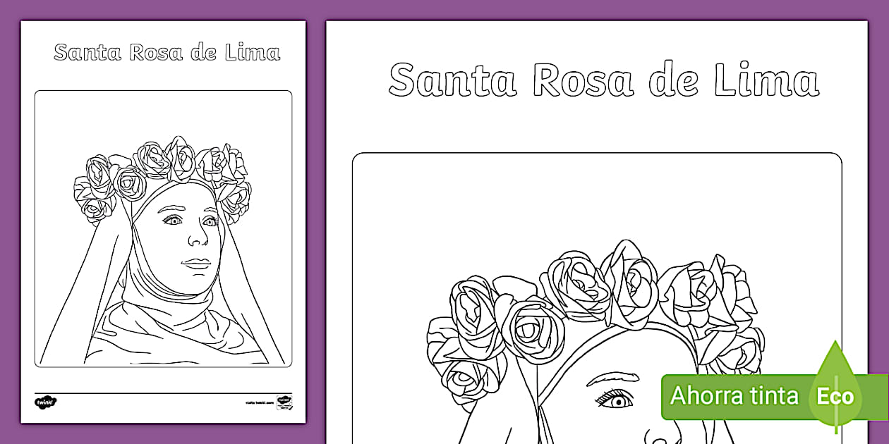 Santa Rosa de Lima para colorear para niños Twinkl Perú